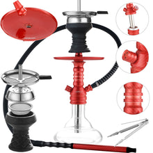 Load image into Gallery viewer, Hookah Set Carbon Fiber Printed Pattern with Accessories Silicone Hose Bowl Tongs Mouth Tips, Small Aluminum Hooka Shisha Complete Set
