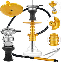 Load image into Gallery viewer, Hookah Set Carbon Fiber Printed Pattern with Accessories Silicone Hose Bowl Tongs Mouth Tips, Small Aluminum Hooka Shisha Complete Set
