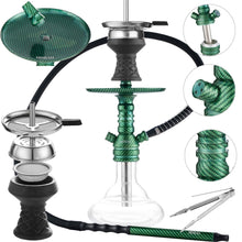 Load image into Gallery viewer, Hookah Set Carbon Fiber Printed Pattern with Accessories Silicone Hose Bowl Tongs Mouth Tips, Small Aluminum Hooka Shisha Complete Set
