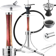 Load image into Gallery viewer, Wood Resin Hookah Set with Silicone Hose Bowl Tongs Mouth Tips Accessories, Small Shisha Complete Set Glass Aluminum Hooka
