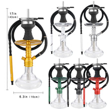 Load image into Gallery viewer, Hookah Set Carbon Fiber Printed Pattern with Accessories Silicone Hose Bowl Tongs Mouth Tips, Small Aluminum Hooka Shisha Complete Set
