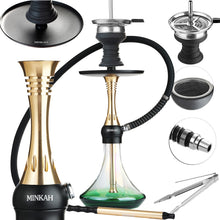 Load image into Gallery viewer, Hookah Set 19&quot; with Silicone Hose Bowl Tongs Mouth Tips Everything Accessories,  Small Shisha Complete Set Aluminum Hooka
