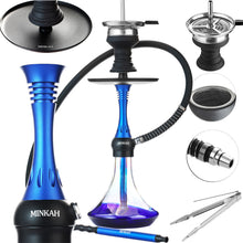 Load image into Gallery viewer, Hookah Set 19&quot; with Silicone Hose Bowl Tongs Mouth Tips Everything Accessories,  Small Shisha Complete Set Aluminum Hooka
